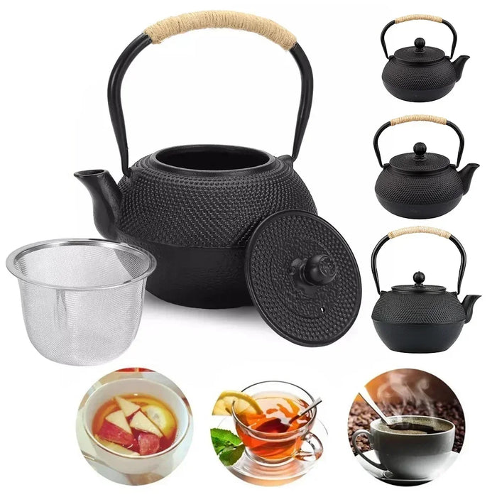 Cast Iron Teapot — Japanese-style Kettle 300/600/900/1200ml with 304 Steel Infuser