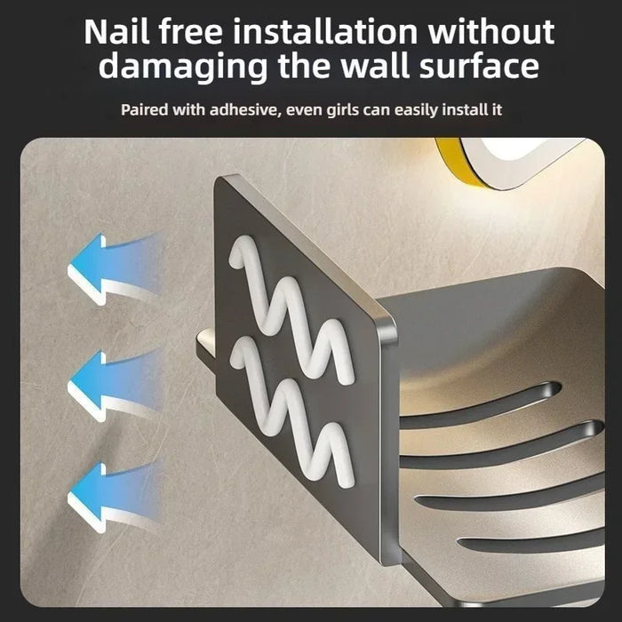 No-Drill Wall-Mounted Space Aluminium Soap Rack — Single or 3-Pack, Black/Grey/White