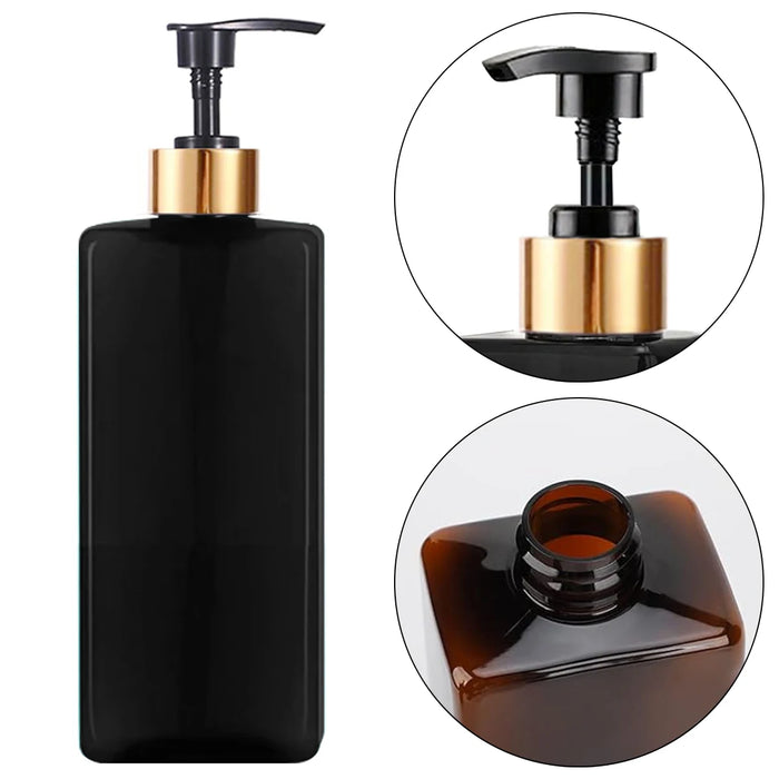 Refillable Shower Soap Dispenser Set – Plastic Shampoo, Conditioner & Hand/Dish Bottles (Brown or Black)