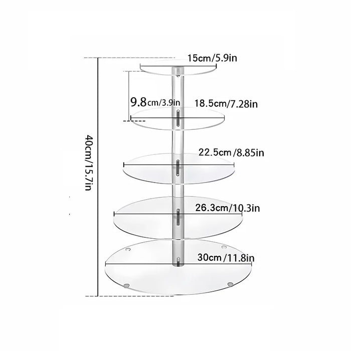 Clear Acrylic Round Cupcake Stand — 3/4/5 Tier Dessert Display