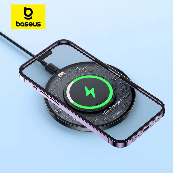15W Fast Wireless Charging Pad – Transparent Qi Charger for iPhone & Android