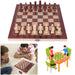 29 x 29 cm Foldable 3‑in‑1 Wooden Chess Set — Chess, Checkers & Backgammon, Non‑toxic