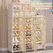 6/8-Tier Shoe Organiser — Metal Frame with Fabric Shelves, Space-Saving Rack