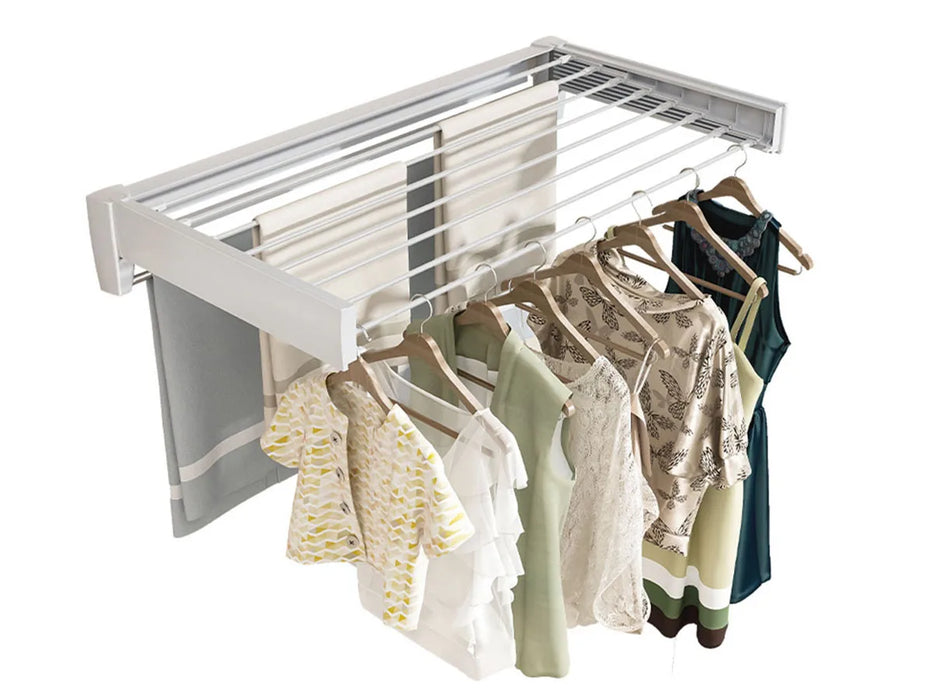 Folding Telescopic Wall-Mounted Towel & Clothes Rack — PVC, Extendable (White/Silver)