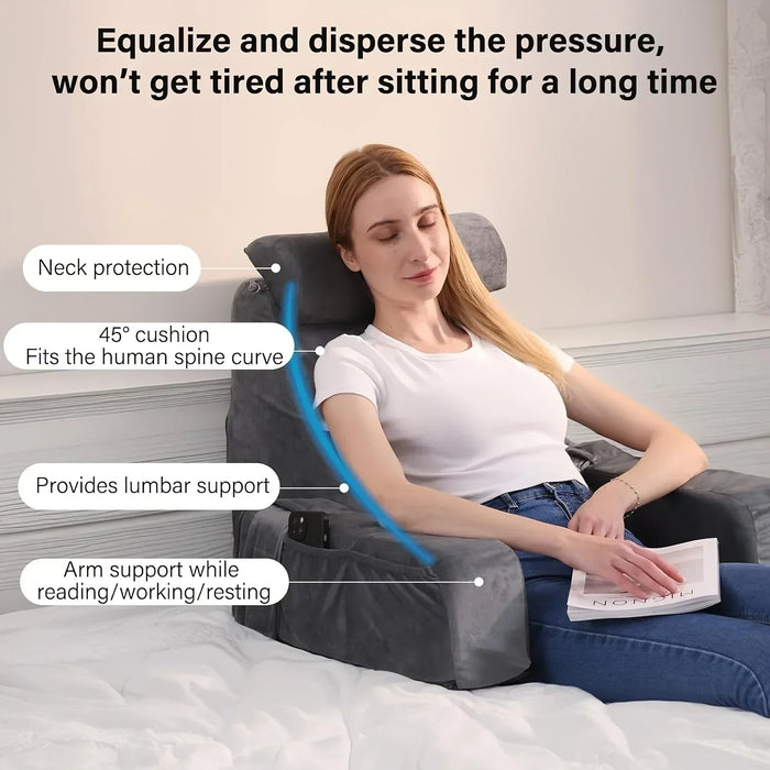 Extra-Large Memory Foam Reading Pillow with Armrests — Bed & Chair Backrest for TV and Gaming