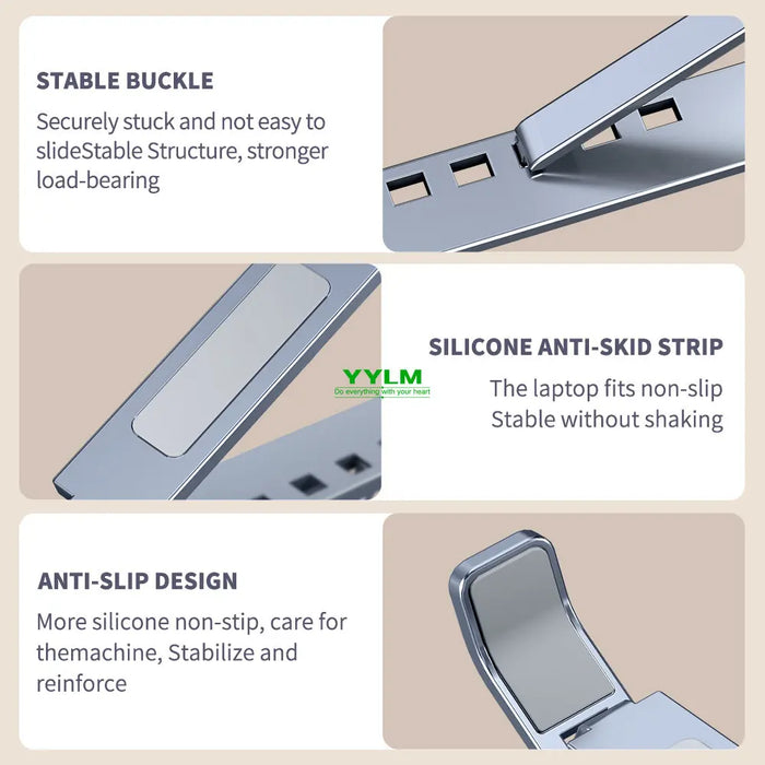 Adjustable Aluminium Laptop Stand — Foldable, Stable Cooling Holder for MacBook & Notebooks