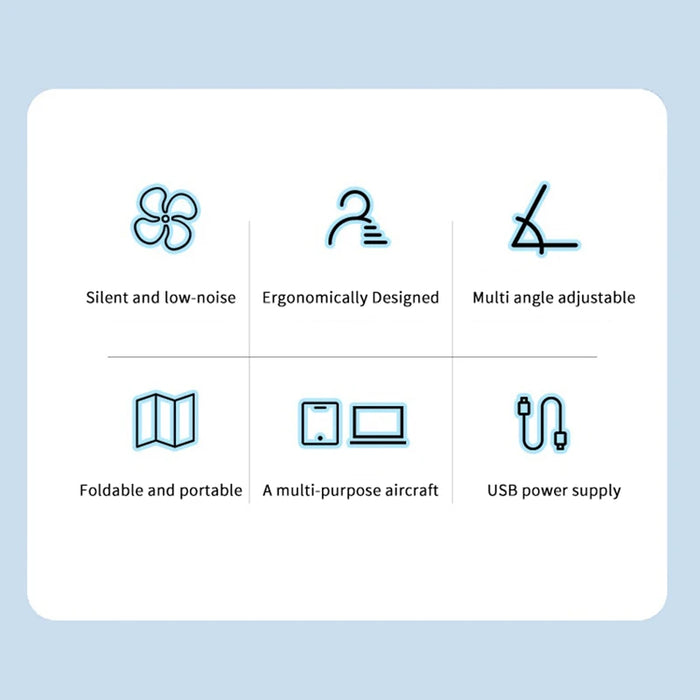 Foldable Laptop Cooling Stand with 1 Fan — Portable Elevated Notebook Riser