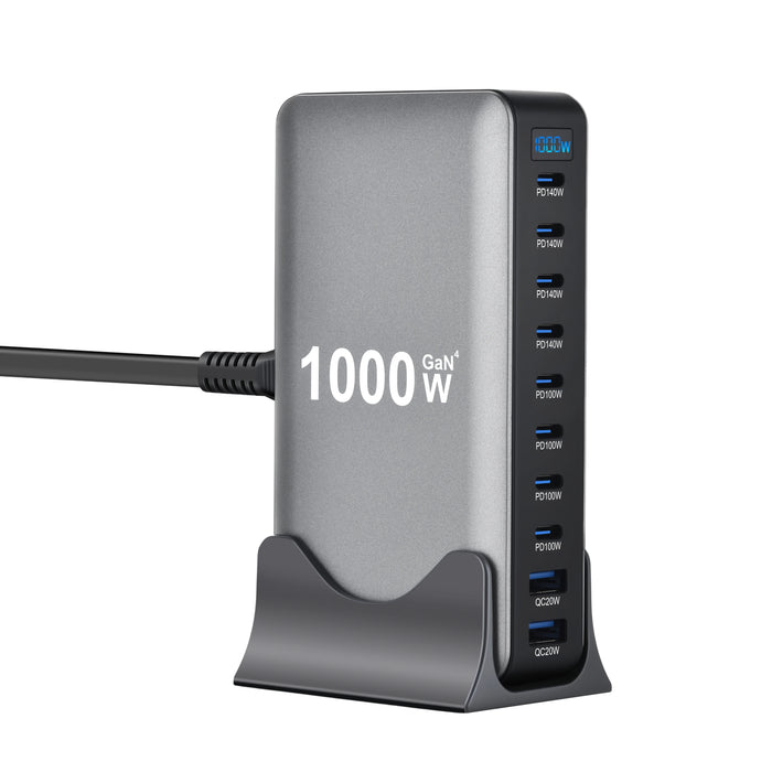 1000W GaN 10‑Port USB‑C Charger Station — PD3.1 PPS Fast Charging