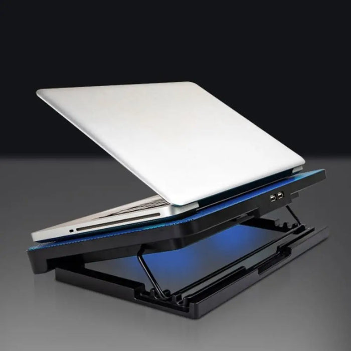 Portable Adjustable Laptop Cooling Pad – USB-Powered Metal Mesh Cooler with LED