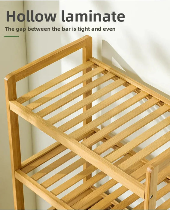 3/4-Tier Bamboo Laundry Hamper & Bathroom Rack with Pull-Out Shelves