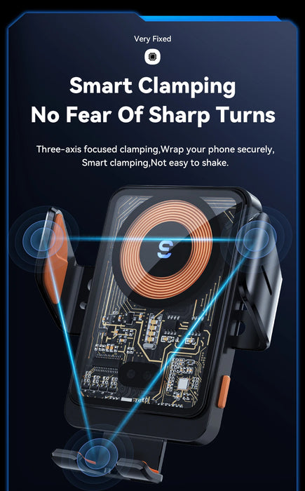 15W Qi Wireless Car Phone Holder – Air Vent & Suction Mount, Fast Charge