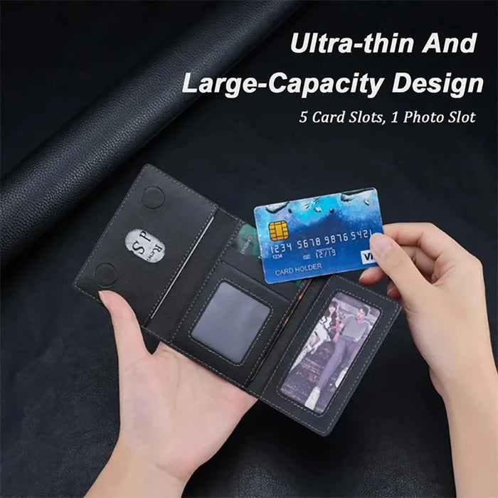 Trifold Magnetic PU Leather MagSafe Card Wallet for iPhone 16/15 Pro/Max/Plus/Mini