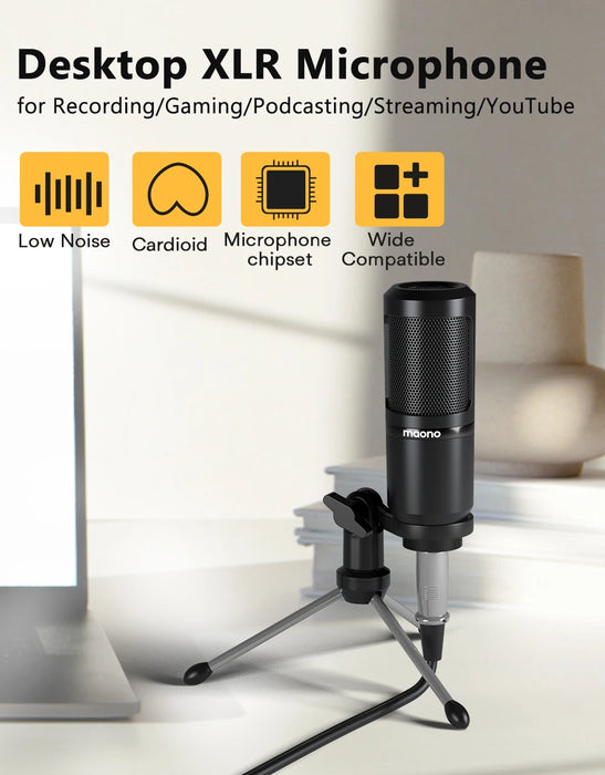 PM360TR Condenser Tabletop Microphone — 3.5mm Cardioid for PC, Phone & Recording