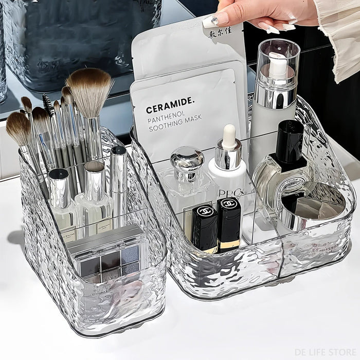 Clear Cosmetic Storage Box – Vanity Makeup & Skincare Organiser (3 / 4 / 5 Grid)