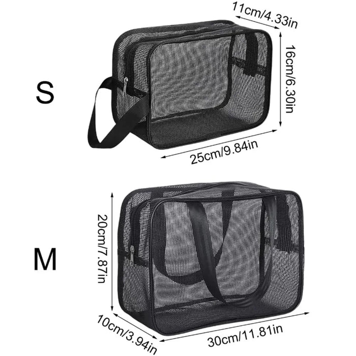 Mesh Toiletries Bag – Portable Shower Caddy & Cosmetic Organiser (S & M)