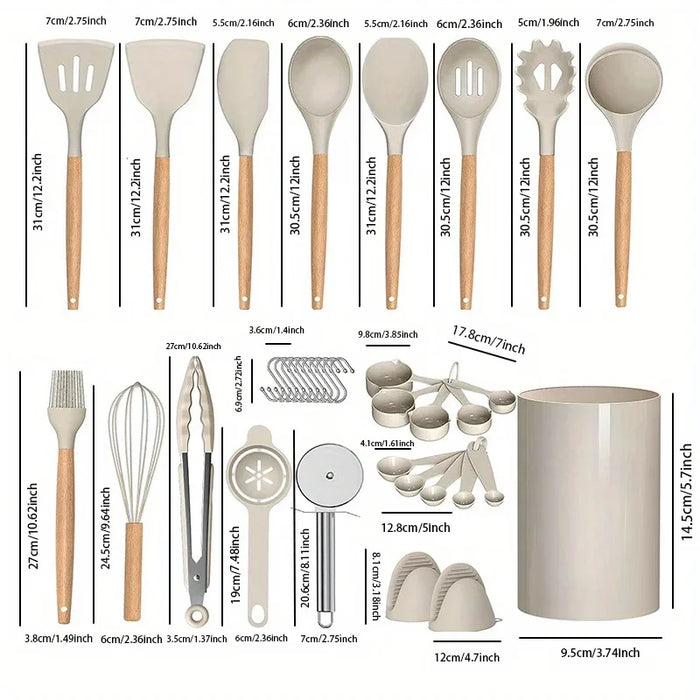 36-piece Silicone Cooking Utensil Set with Holder