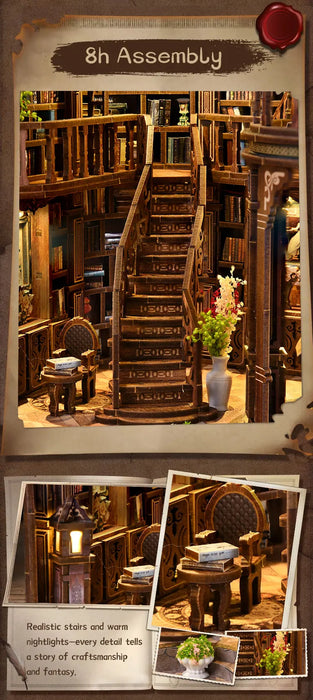 Retro Dreamy 3D Wooden Miniature House Kit — DIY Bookshelf Insert
