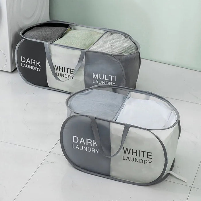 Large Foldable Laundry Hamper with Handles — Fabric Sorting Basket, Collapsible Organiser