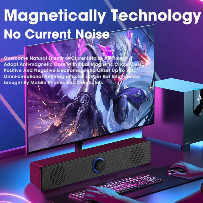Portable Soundbar Speaker — Bluetooth 5.3 & Wired AUX, USB-powered, 2.0 Stereo