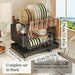 Stainless Steel 2-Tier Dish Rack — Fast-Drying & Stain-Free, Heavy-Duty Carbon Steel Frame