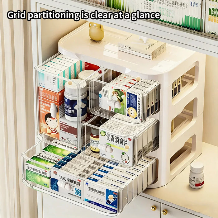 Large Capacity Medicine Organiser — Multi-layer Drawer Pill Storage (Plastic)