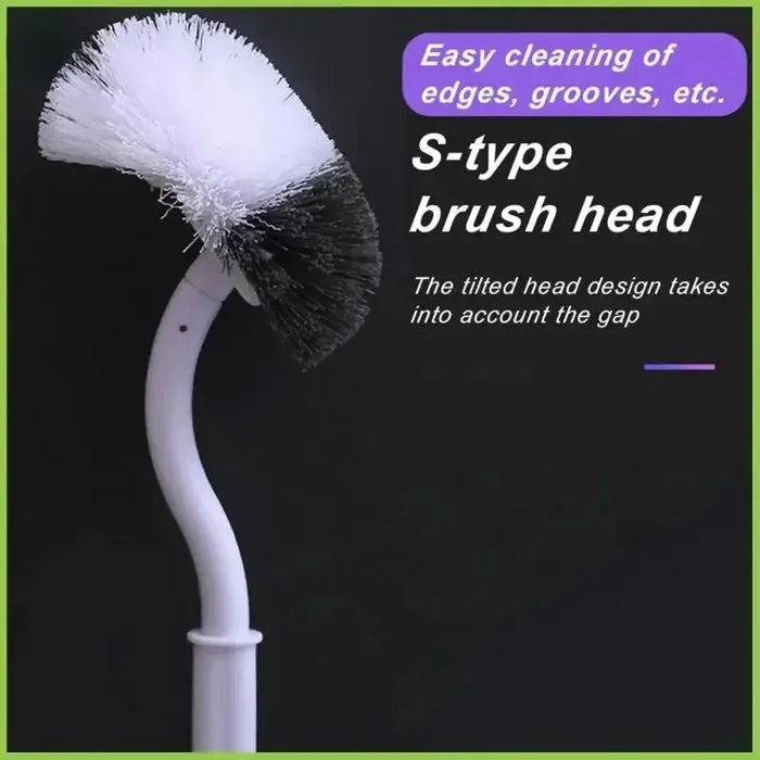 S‑Shaped Wall‑Mounted Toilet Brush, Long Handle, Soft PP Bristles, 39×11cm