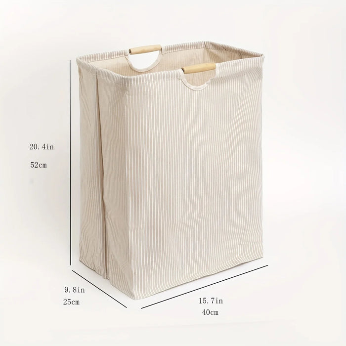 Large Dual-Handle Laundry Hamper — Tall Freestanding Waterproof Cotton Basket (Khaki)