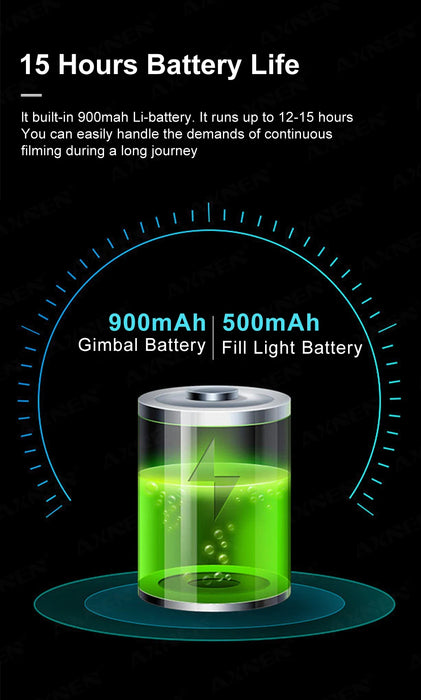 A10 Handheld Smartphone Gimbal with Fill Light, Extension Rod & Remote — for iPhone & Samsung