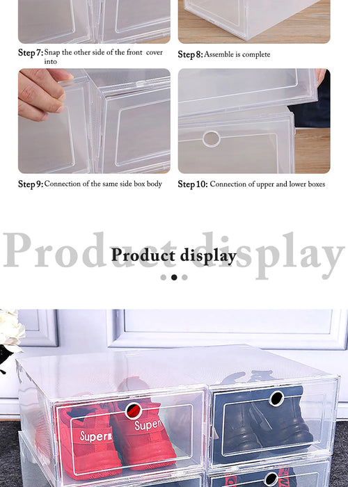 Transparent 6-Pack Shoe Storage Boxes — Thickened, Foldable, Dustproof & Stackable
