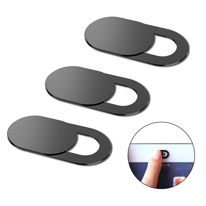 3‑Pack Black Ultra‑Thin Webcam Slide Covers for Phone, Laptop & Desktop Cameras