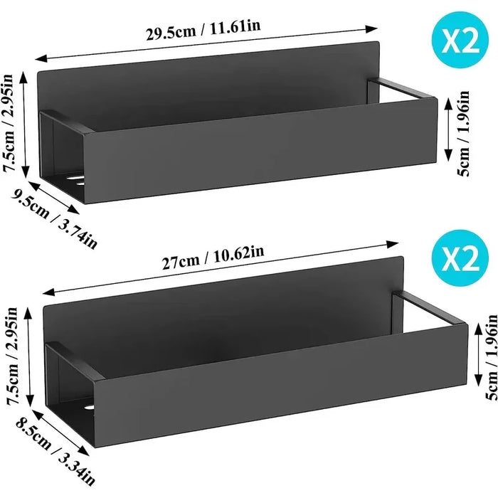 Magnetic Fridge Side Shelf Organiser for Spices — Black (2 pack)