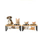 Elevated Wooden Pet Bowl Stand — 15° Tilt, Stainless Steel Double Bowls