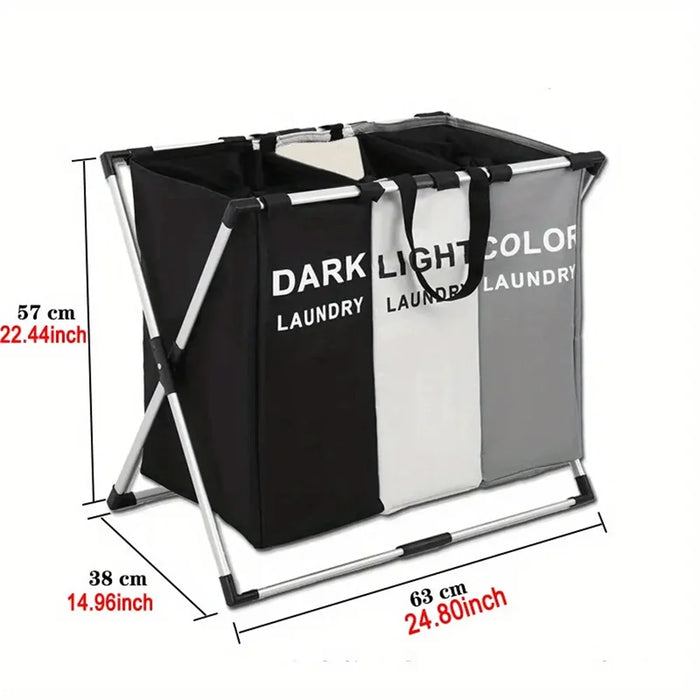 Foldable Waterproof Laundry Hamper — Large Oxford Storage, 1 or 3-Grid Options (Black/Grey)
