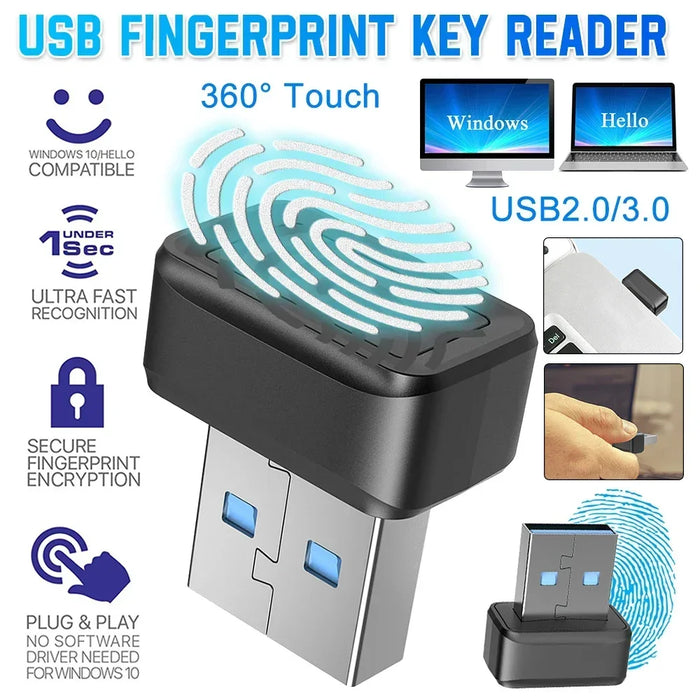 USB Fingerprint Reader U5 — Windows Hello Biometric Security Key for Windows 10/11