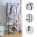 Double-Rail Standing Clothes Rack with Shoe Shelf – Metal Rail for Bedroom & Living Room