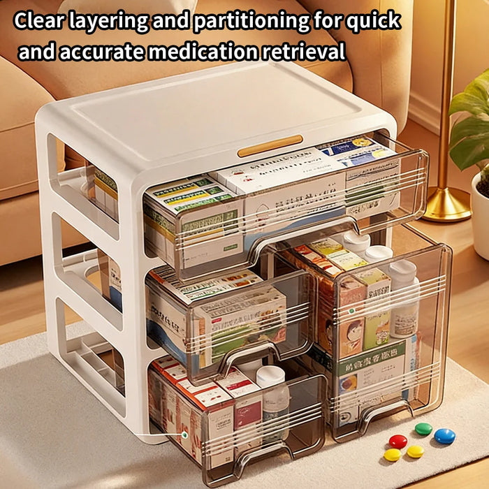 Large Capacity Medicine Organiser — Multi-layer Drawer Pill Storage (Plastic)