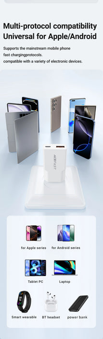 ACEFAST 30W GaN USB-C Fast Charger (EU Plug) – USB-C + USB-A PD/QC Travel Adapter