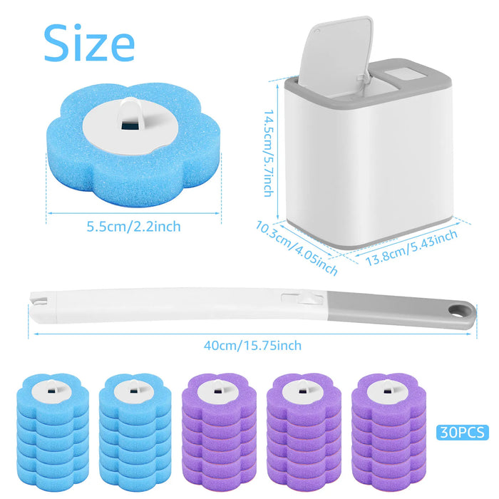 Disposable Toilet Brush Kit – Long Handle, Wall‑mount Holder & Replaceable Heads