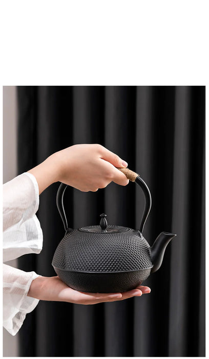 Cast Iron Teapot 900ml — Sakura Pattern with Tea Strainer