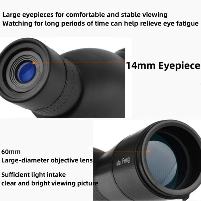 60x Zoom Spotting Scope – 20–60x, 60mm Objective Monocular for Birdwatching & Camping