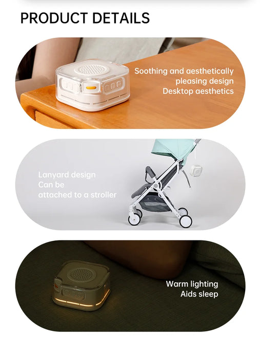 White Noise Sound Machine — 28 Soothing Sounds, 3-Level Night Light & Portable Bluetooth Speaker