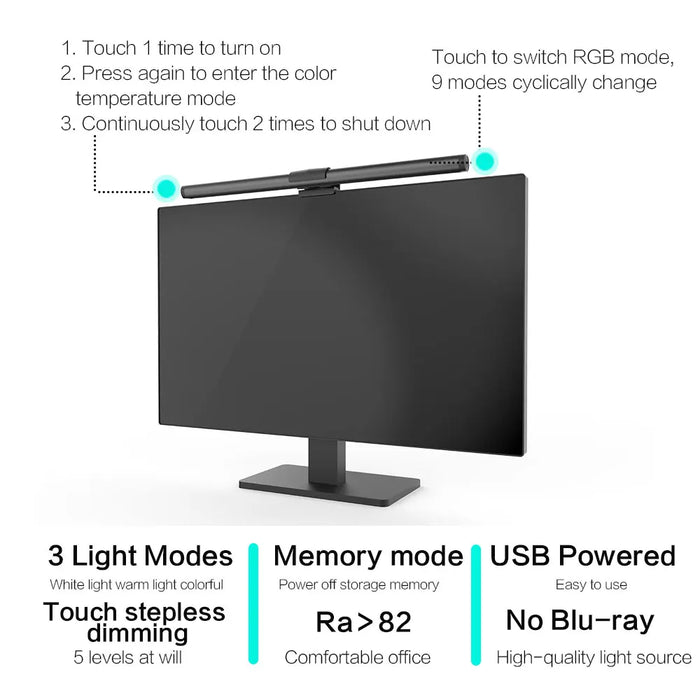 30cm LED Monitor Light Bar — CCT & RGB USB Dimmable Desk Lamp