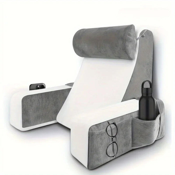 Extra-Large Memory Foam Reading Pillow with Armrests — Bed & Chair Backrest for TV and Gaming