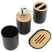 4-piece Bamboo-Accent Bathroom Set — Dispenser, Toothbrush Holder, Tumbler & Soap Dish