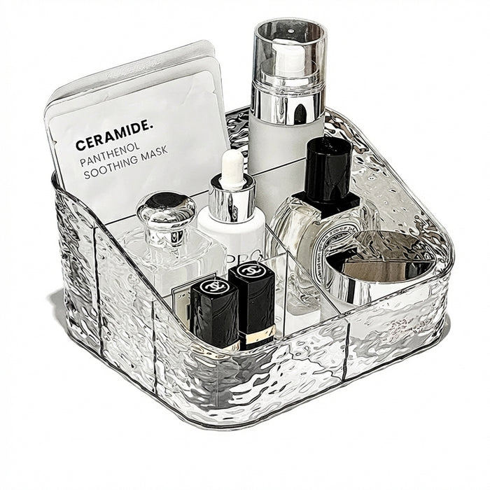 Clear Cosmetic Storage Box – Vanity Makeup & Skincare Organiser (3 / 4 / 5 Grid)