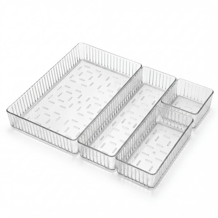 Stackable Acrylic Drawer Organiser — Adjustable Divider Trays for Makeup
