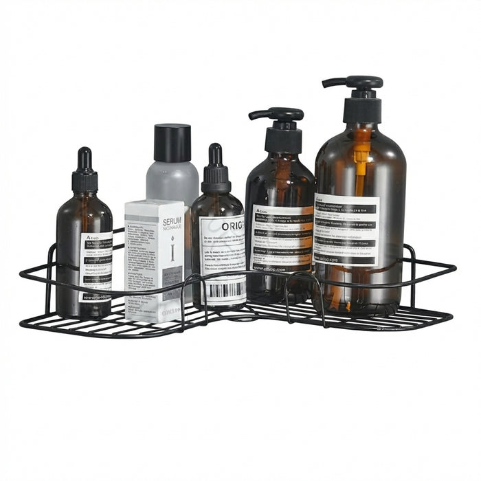 No-drill Wall-mounted Triangle Bathroom Shelf — Single Tier Metal Shower Caddy