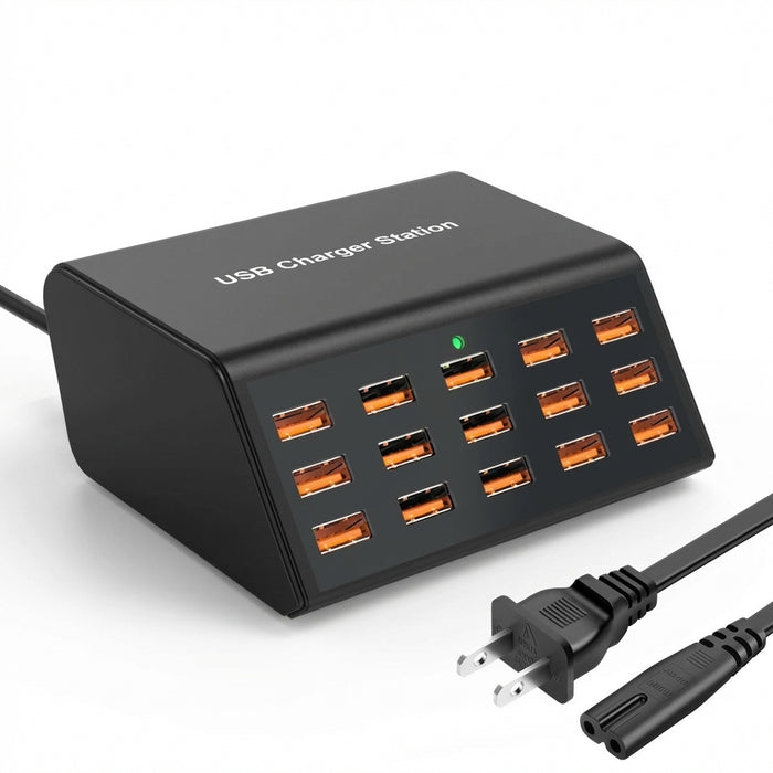 100W 15-Port Desktop USB Charger Station — Fast Charge for iPhone, iPad & Samsung