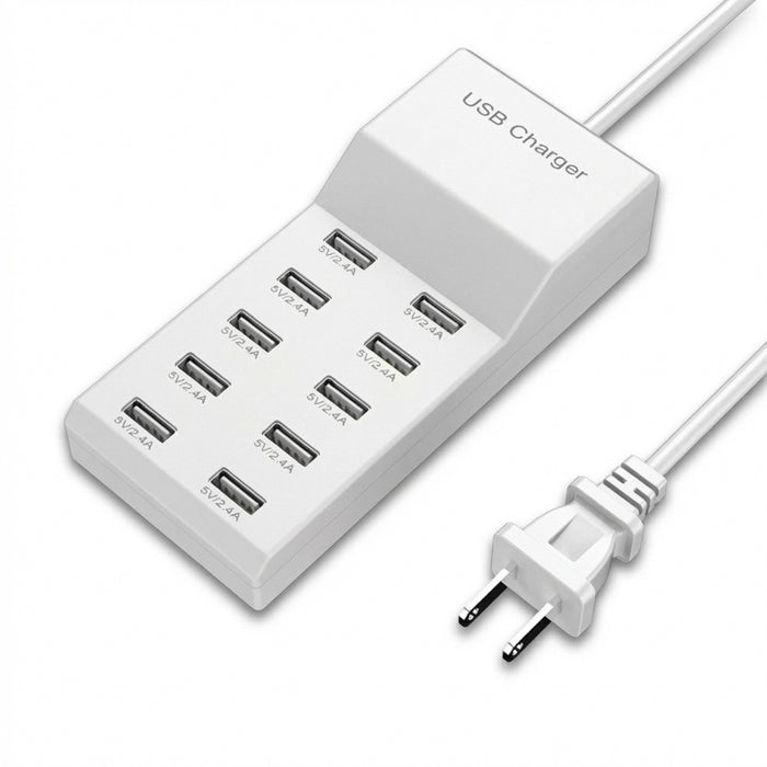 10‑Port 50W USB Charging Station – Multi‑Device Fast Charger with LCD (EU/UK/US plugs)