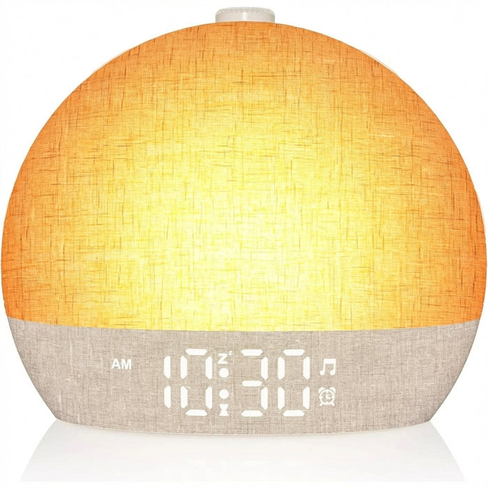 Wake-Up Sunrise Alarm Clock — 30 White-Noise Sounds, Dimmable RGB Night Light